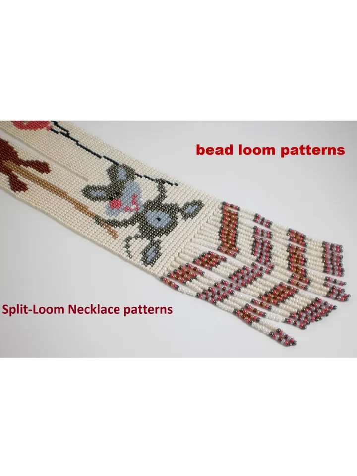 Bead loom patterns, schemes for a Gerdan-Split-Loom Necklace, Beading Loom only Pattern, Instant Download, PDF