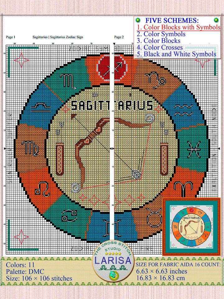Sagittarius Cross Stitch Pattern | Sagittarius Zodiac Sign