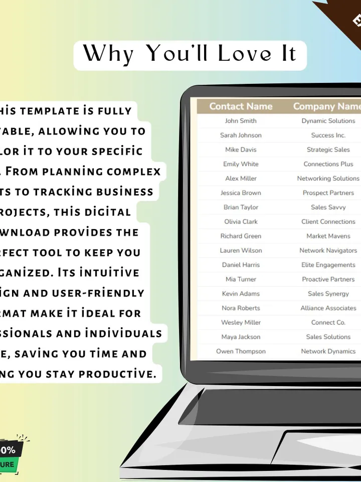 Contact List Template | Google Sheets Contact Log | Client Contact List | Address Book Spreadsheet | Personal & Business Contact Tracker