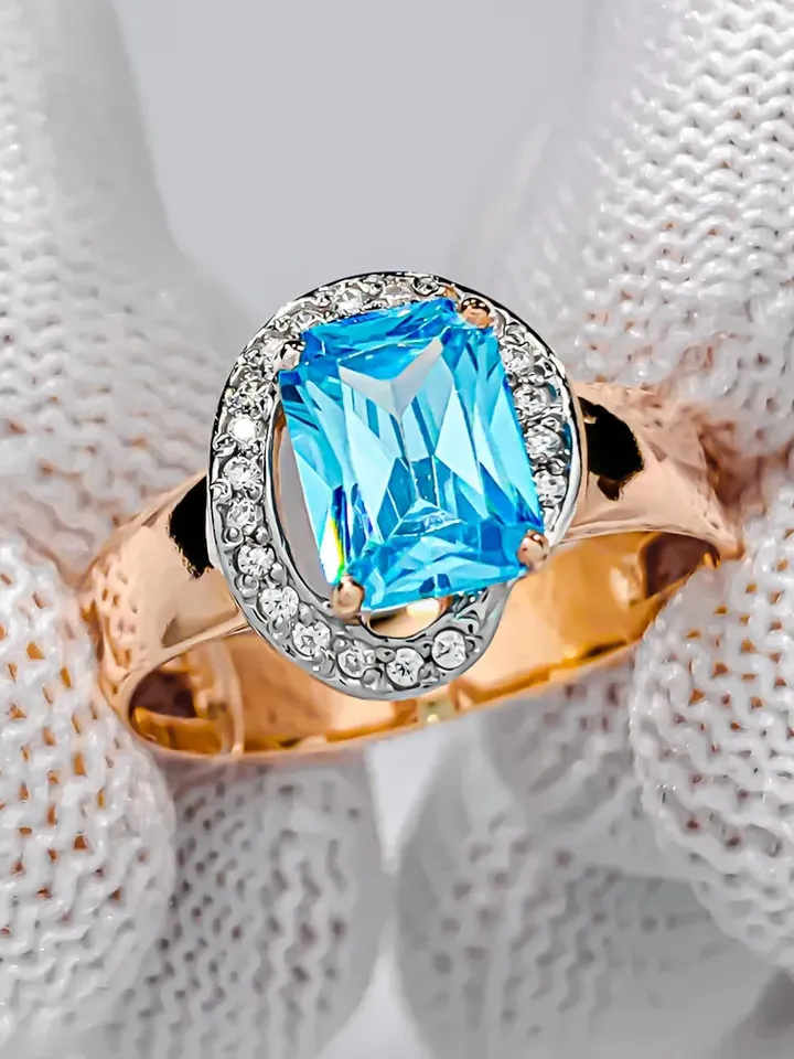Ring Silver gold plated 925 assay value with topaz