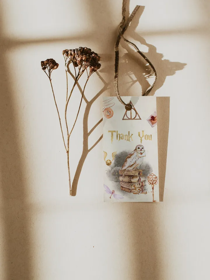 Thank you tag Wizarding World; Magic School Baby Shower; Printable thank you sticker; thank you favor tag Magical Party Decoration; wh1