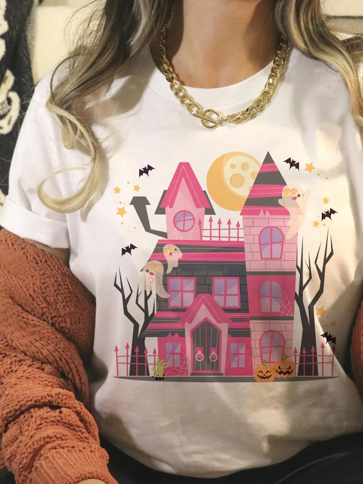 Haunted House PNG-Halloween Sublimation Digital Design Download-spooky season png, spooky girl png, kids halloween png, spooky boo png file