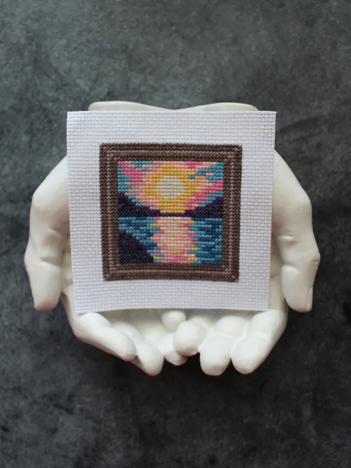 Cross stitch pattern Seascape, small cross stitch pattern PDF, tiny cross stitch chart, cross stitch pattern Miniature