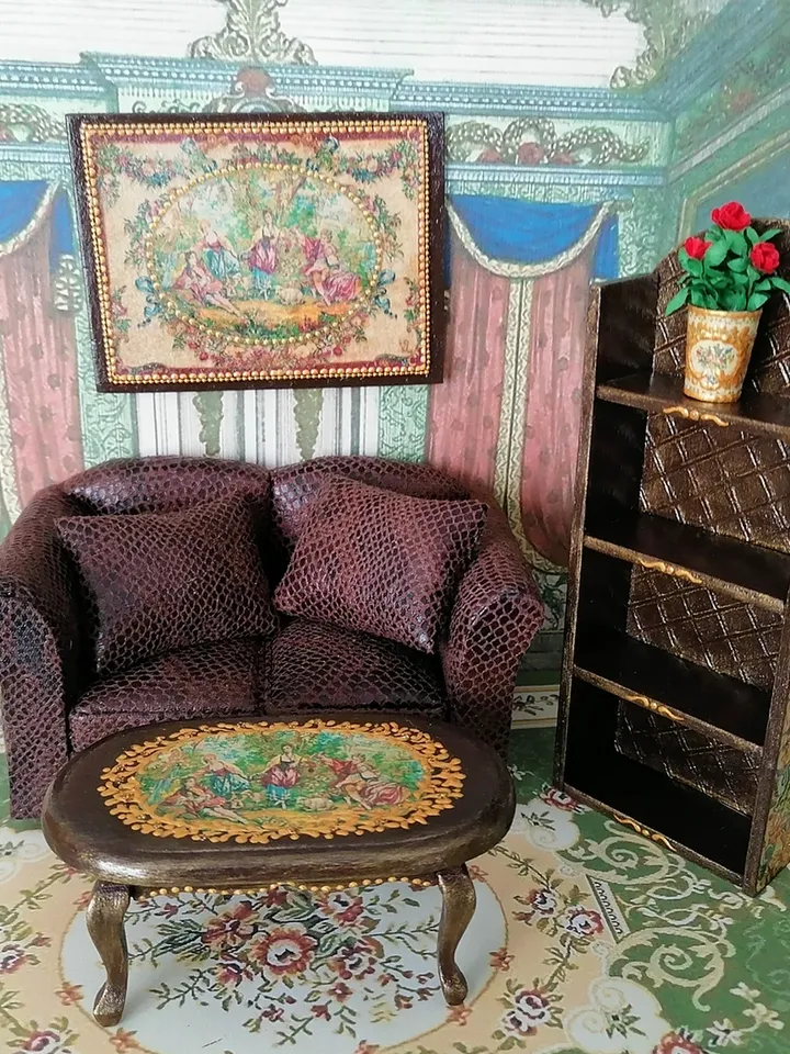 Rose in a pot. Dollhouse miniature.1:12 scale.