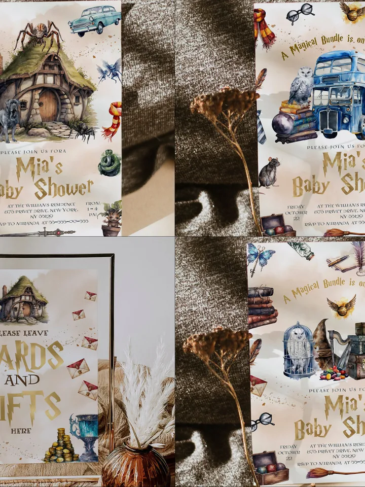 Wizard Baby Shower Bundle; Magic School Baby Shower Invitation Bundle; Wf55