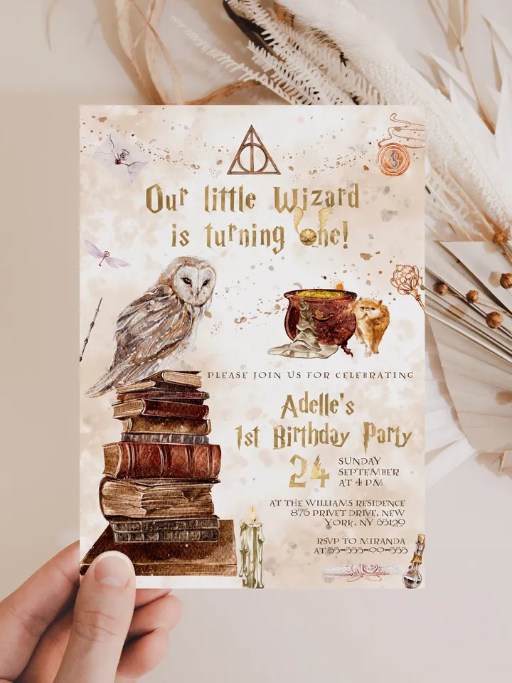 The Chosen One Invitation; Wizard Birthday Party; Magic School 1st Birthday Invitation Template; Editable Wizarding World Invitation; W7