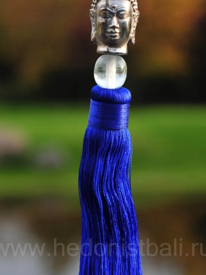 Keychain Buddha Spiritual Bright Blue Tassel Big | Spiritual Jewerly | Buddist accesoiries | Big Handmade Keyring | Spititual Gift Idea Bali