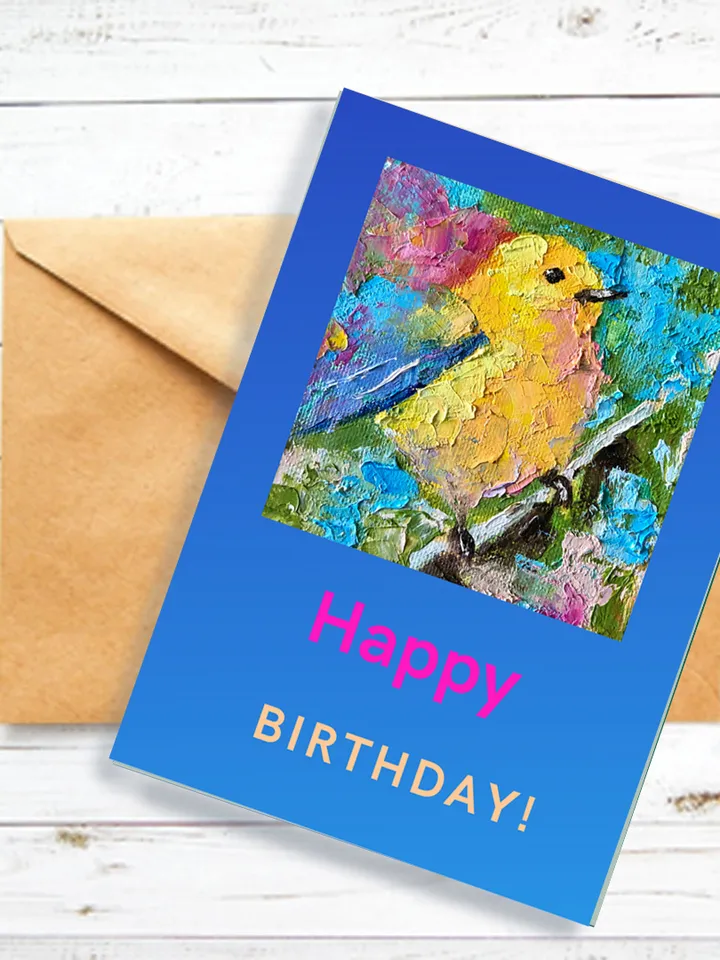 Set of 3 Birthday card with bird, Robin. Goldfinch, Digital greeting cards, Printable bird card, Birthday E-Card