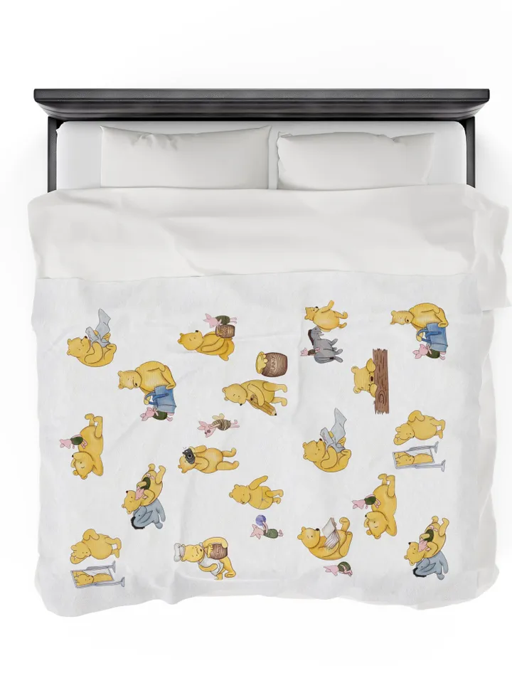 Winnie the Pooh Cozy Plush Blanket; Winnie the Pooh Baby Blanket; Hundred Acre Wood Blanket Gift for baby;