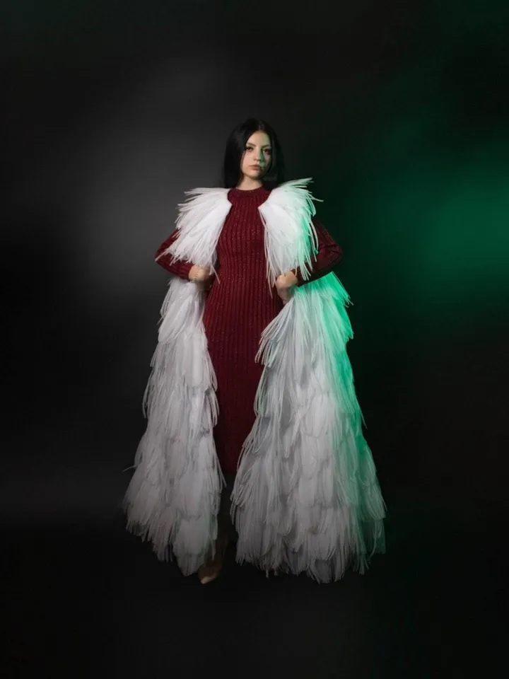 feather cape, wedding cape, jacket, feather coat, bride's coat