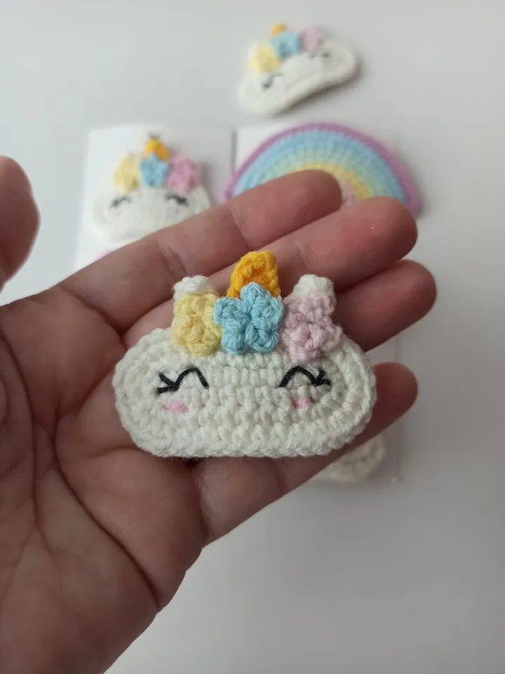 Children hairpin unicorn ,hair ornament rainbow ,crochet hairpin for girl,