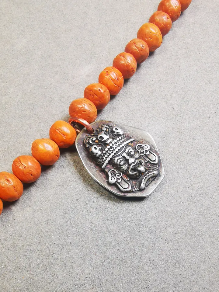 Gandhanra Handmade Tibetan Mala Pendant,Drashi Lhamo,Zashi Lhamo Amulet for Prayer Beads,Necklace,Bag Hanging,1.1&quot; × 0.9&quot;
