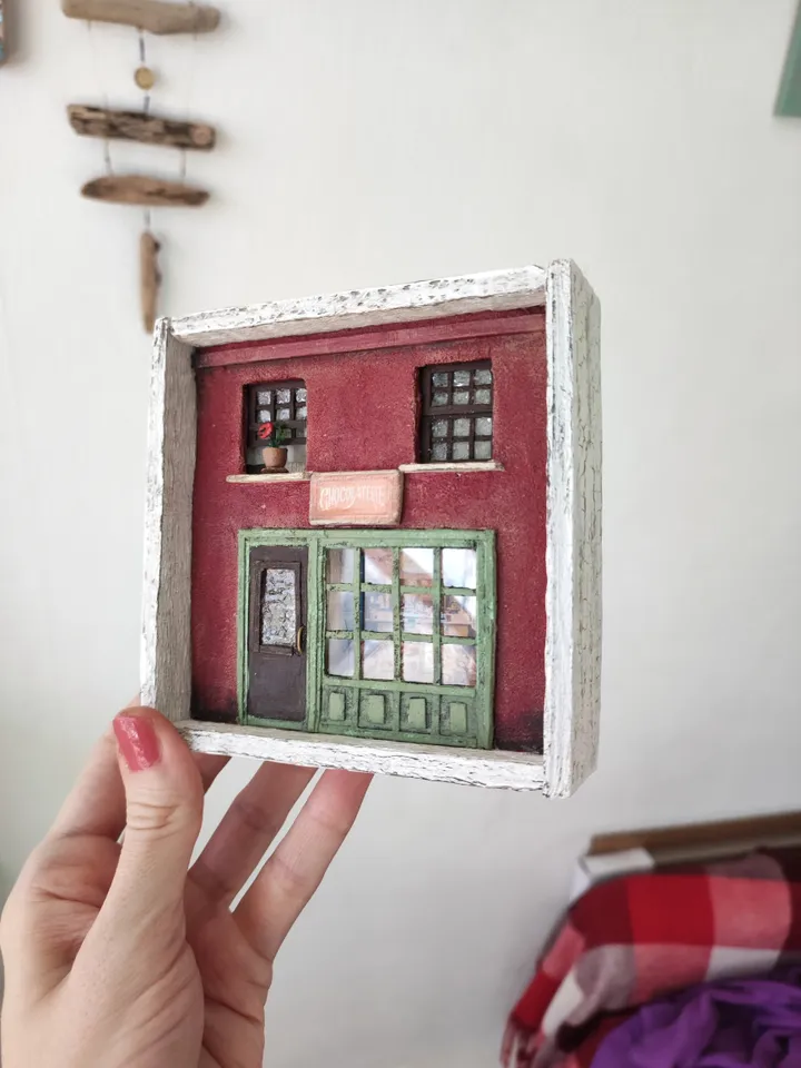 Shadow box 3D painting miniature on the wall Old Confectionery