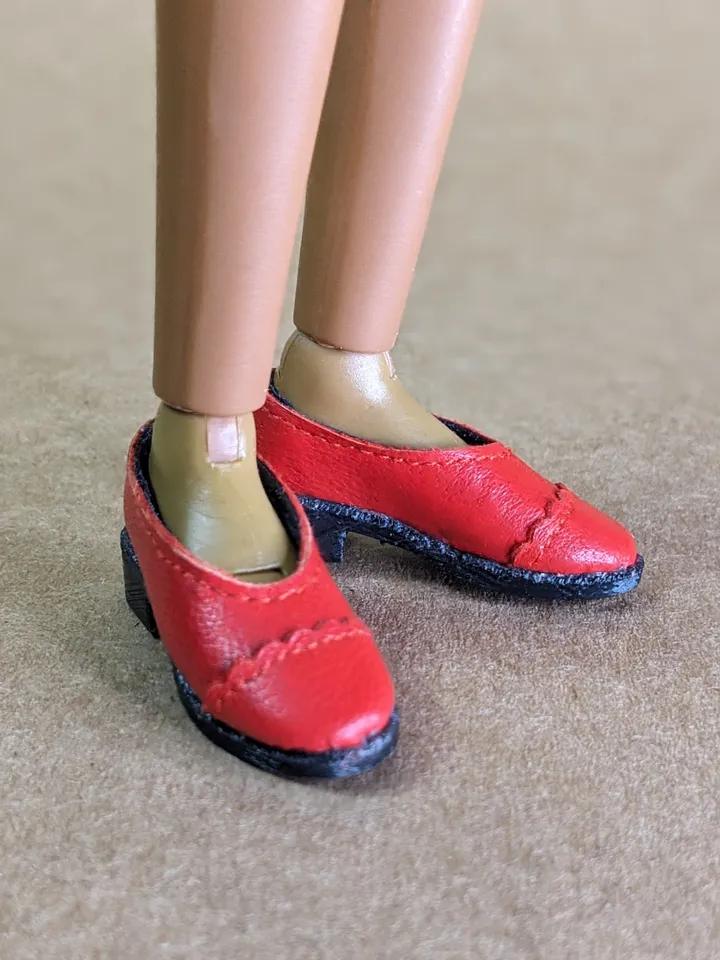 Handmade red & black leather Oxford shoes for 16-inch Integrity dolls (FR16)