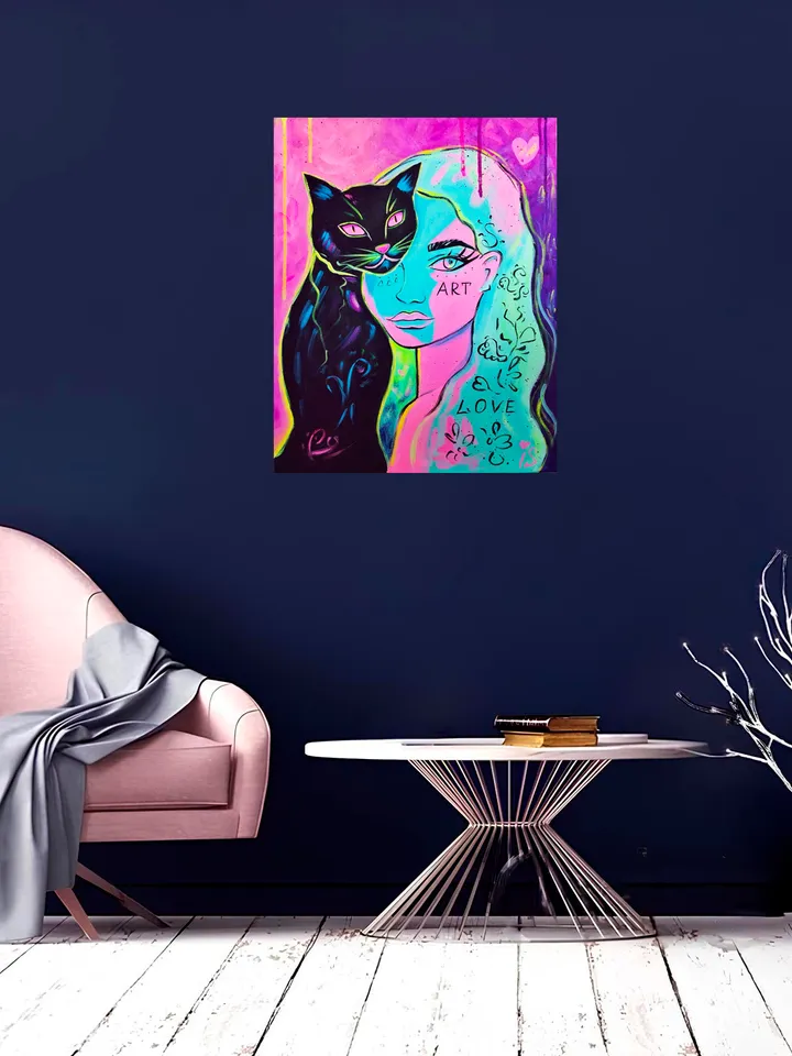 "Cat girl" neon painting, Original Acrylic Art