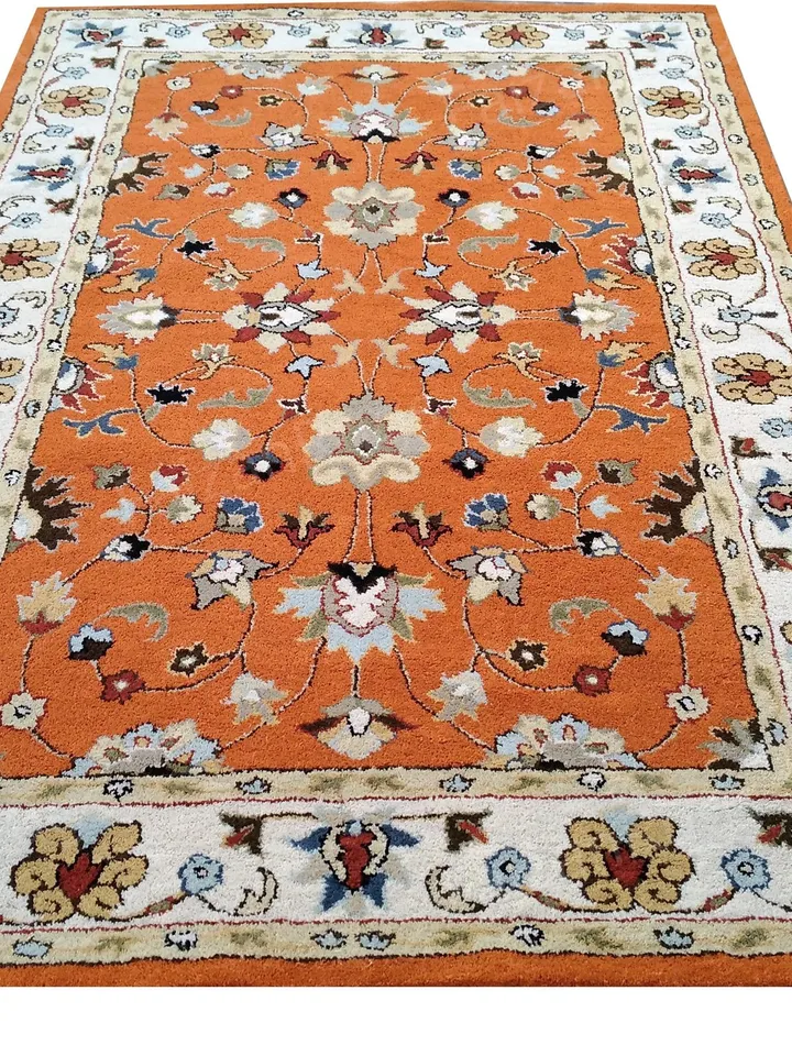 8x10 Abushan Floral Rug Hand Tufted Area Rug Handmade 100% Wool Carving Rugs for Home Living Dining Bedroom Office 8x10 8x11 9x12 12x15