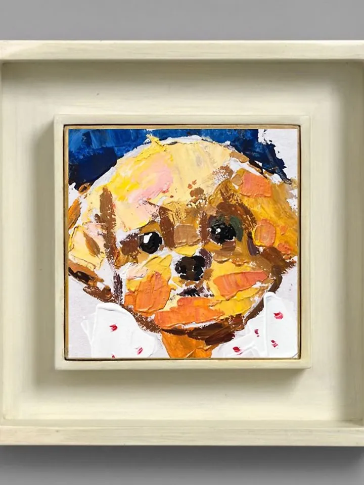 Puppy Painting Original Art Animal Art Impasto Oil Painting