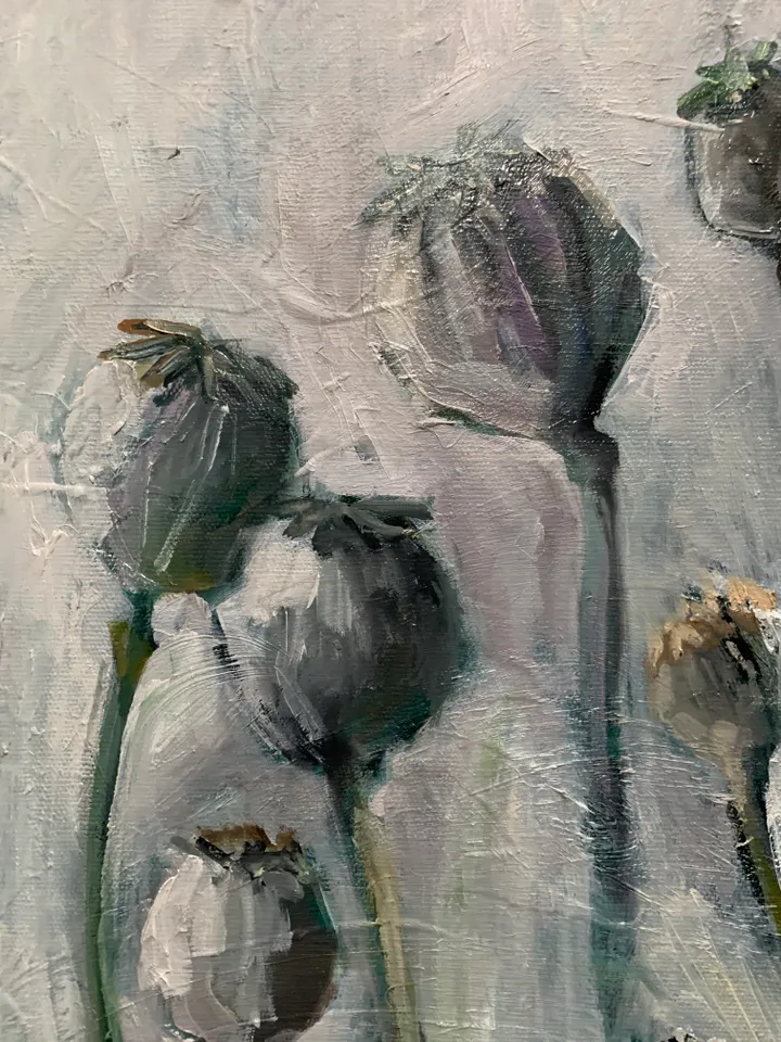 Poppy Painting Poppy Seed Pods Artwork 20x28 inch