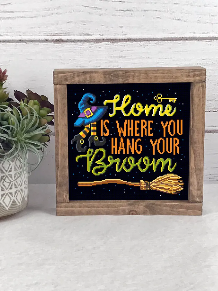 Funny Halloween cross stitch pattern download PDF Modern quote cross stitch chart, Happy Halloween embroidery beginners Home sweet home #H23