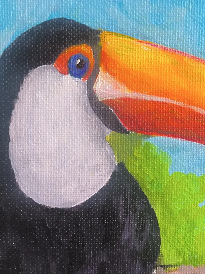 Bird painting, Toucan painting, Acrylic painting, Painting with toucan, Bright bird