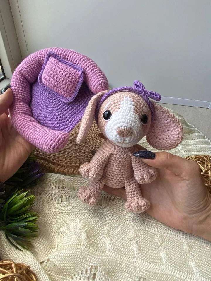 PDF Crochet pattern Spaniel Dog in a dog bed, Amigurumi dog, Crochet puppy, dog crochet pattern, puppy crochet pattern, Animal Toy Pattern