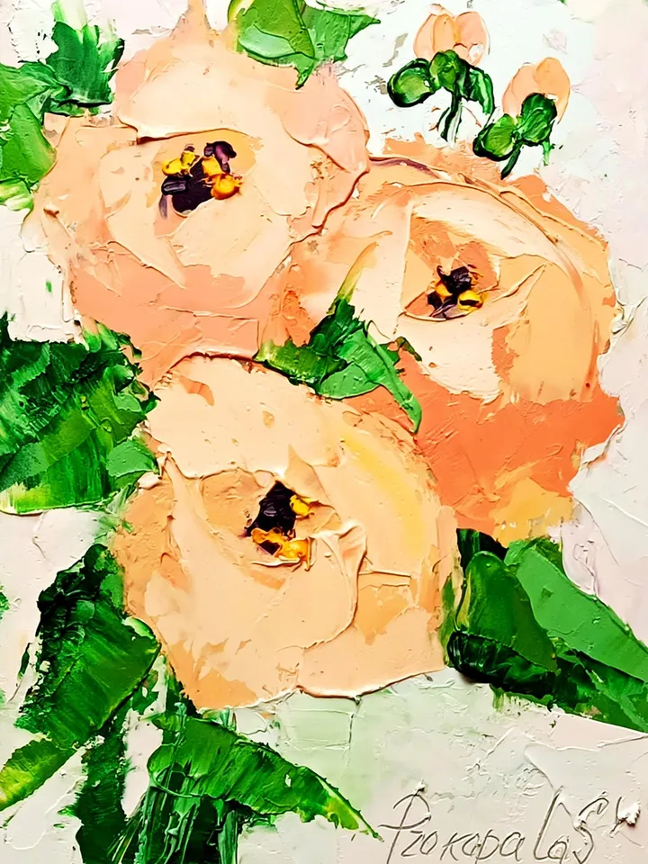 Peony painting Flowers original oil painting Small Original art Peonies wall art Pink peonies artwork Floral New home gifts 7x5 in