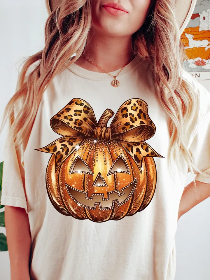 Leopard Coquette Bow Pumpkin Png, Sparkly Pumpkin Png, Fall Shirt Design, Fall Sublimation, Pumpkin Patch Png, Thanksgiving Png, Fall Png