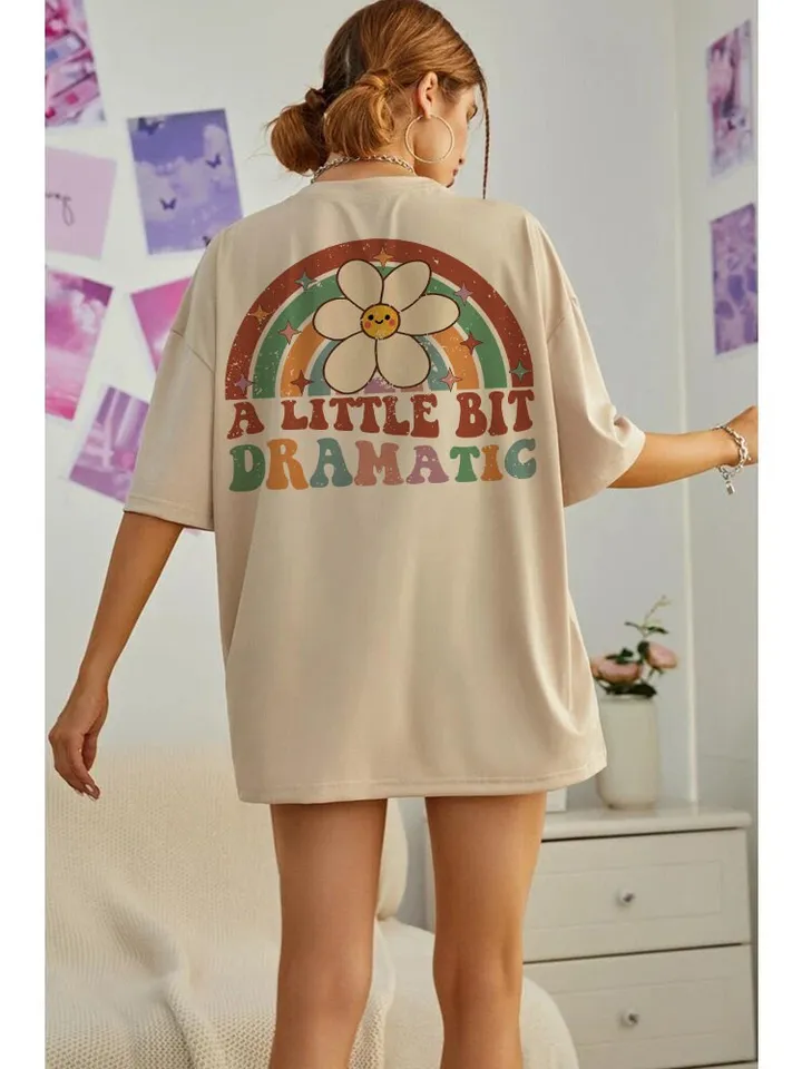 A Little Bit Dramatic PNG Sublimation, Boho Retro Shirt, Funny Hippie Design, Groovy Preppy png, trendy girls design, Digital File