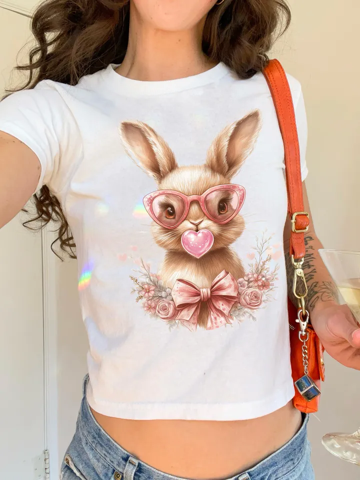 Retro Easter Bunny Blowing Bubble PNG, Vintage Happy Easter PNG, Funny Easter Bunnie Sunglasses Easter Holiday Sublimation Digital Download