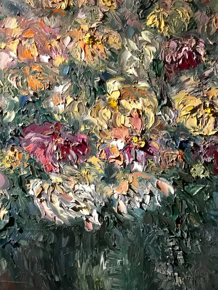 Chrysanthemums in a vase,original oil painting on canvas, abstract flowers painting, unique handmade painting,home decoration wall hanging