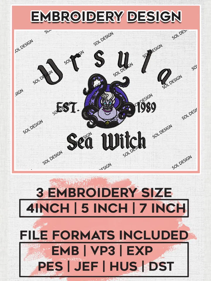 Halloween Ursula Evil Queen Est Embroidery designs, Halloween Machine embroidery designs, Evil Character embroidery files, Spooky Season Machine Embroidery Digitized Pes Files, Digital Download