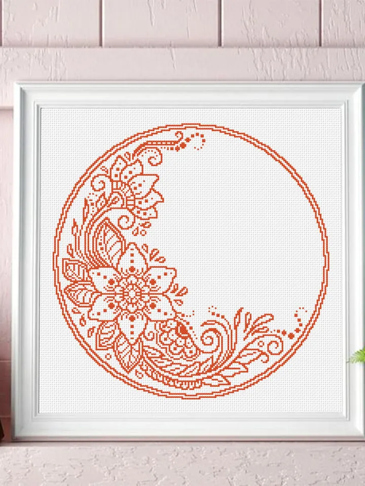 Floral mandala cross stitch pattern digital PDF Awesome cross stitch flowers Modern embroidery beginners Flower ornament xsitch chart #M150