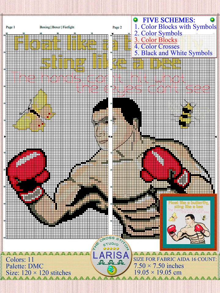 Boxing Cross Stitch Pattern | Boxer | Fistfight