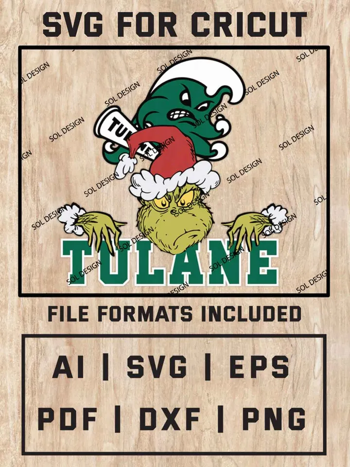 Grinch Tulane Green Wave SVG, NCAA SVG Design, NCAA Tulane Green Wave SVG, NCAA Green Wave Cricut, Christmas Svg, Grinch svg, Digital Download