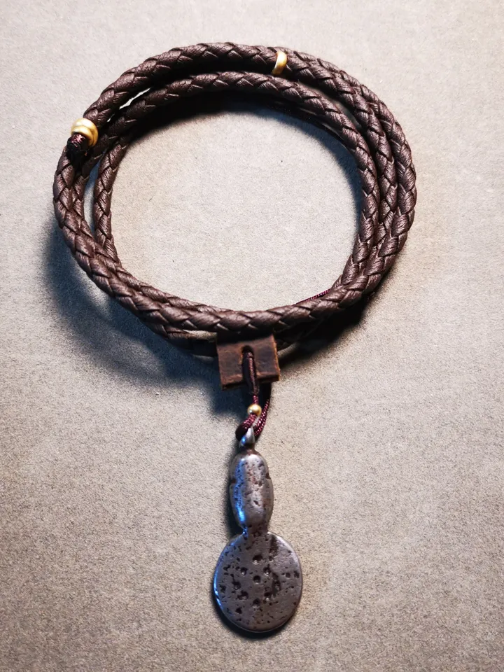 Gandhanra Handmade Buddhist Amulet,Skull Sītavana and Flame Pendant,Cold Iron inlaid Copper