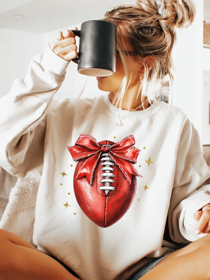 Red Football ball png, Coquette Football PNG, K City Football PNG, Game Day, Football Girly, Football Season, Red Team Football Bow