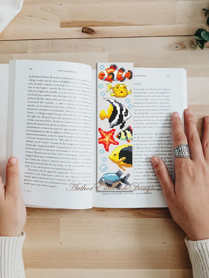 Fish bookmark cross stitch pattern PDF download Aquarium fish cross stitch chart, Bookmark pattern digital PDF, Tropical fish pattern #B277