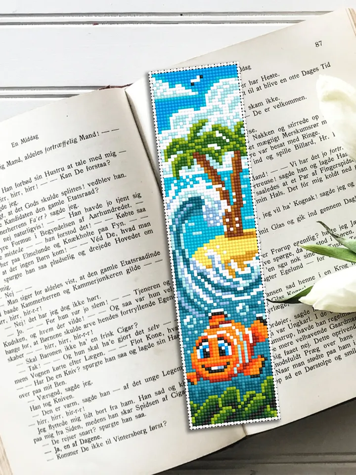 Ocean bookmark cross stitch pattern download PDF Handmade bookmark digital PDF Cute tropical fish cross stitch Ocean scene pattern PDF #B70
