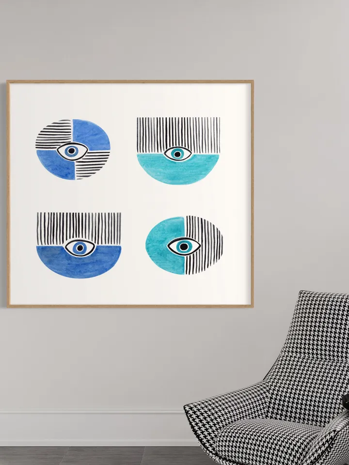 Evil Eye Poster, Watercolor Evil Eye, Evil Eye Poster Nazar Poster Evil Eye Decor Wall Decor Turkish Wall Art Greek Art Blue Art Boho