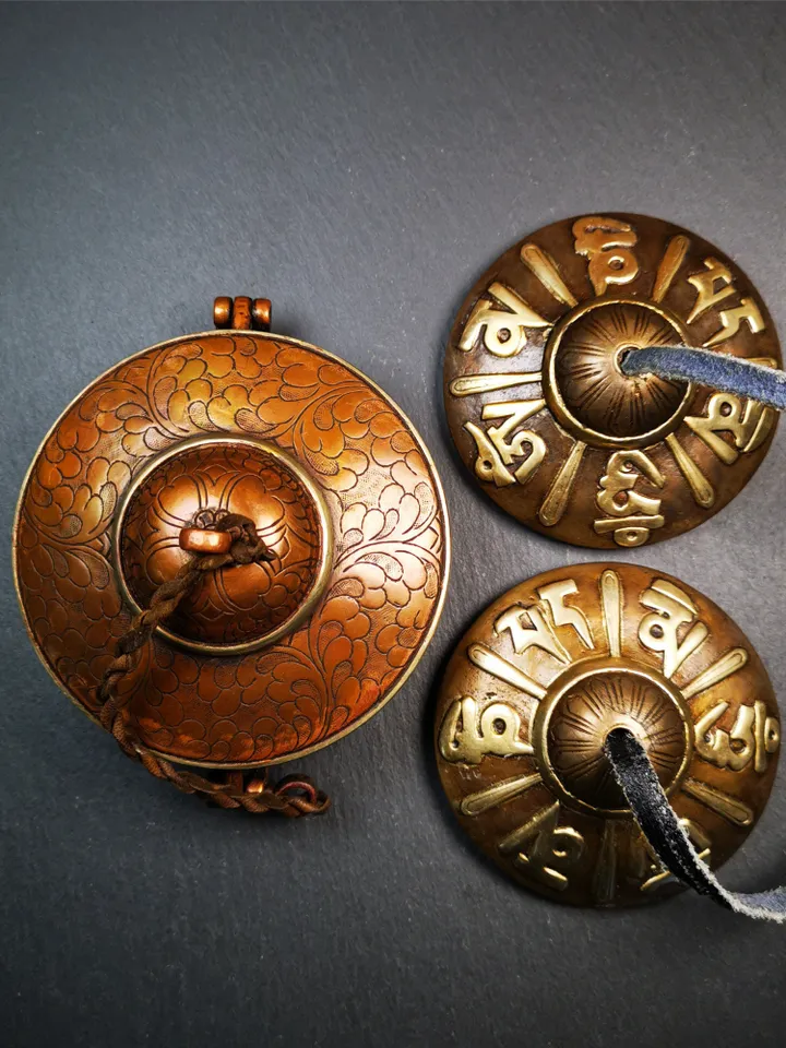 Gandhanra 8cm Tibetan Cymbals,OM Mantra Tingsha Bell,Buddhism Ritual Implement,Handmade in Nepal
