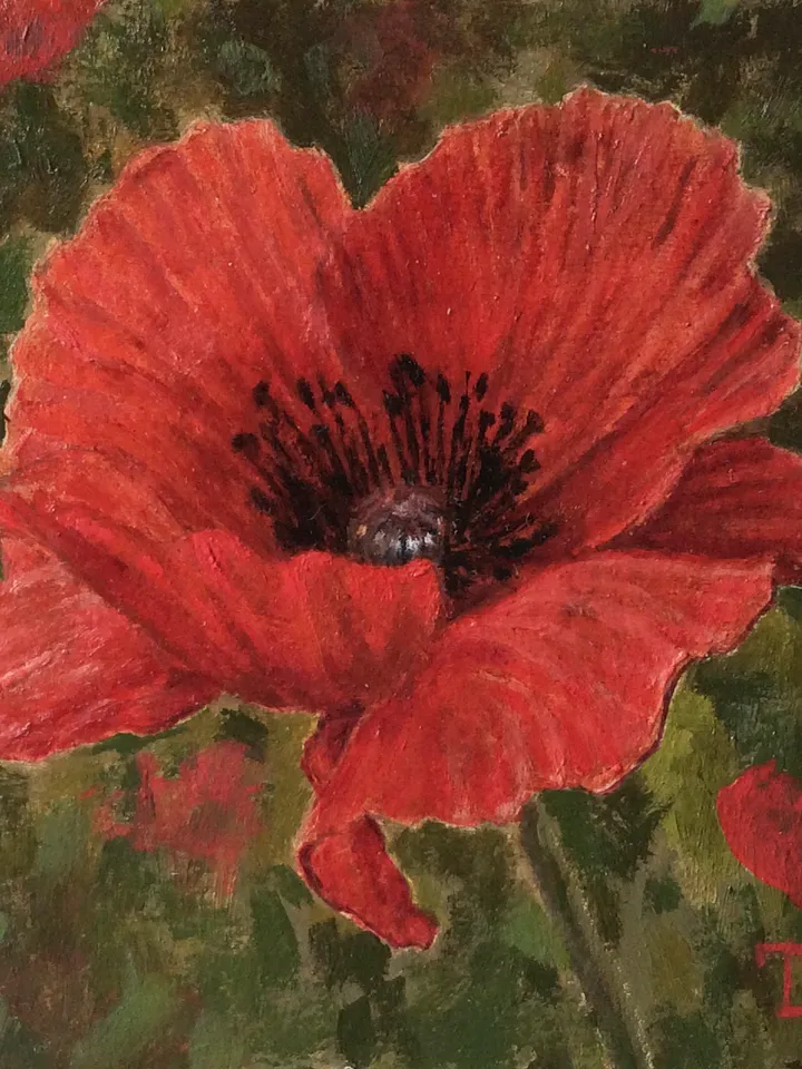 "Poppy" oil small painting flower stilllife original wall art picture artwork floral