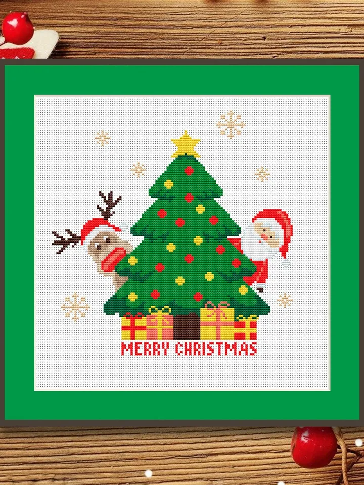 Merry Christmas Cross Stitch Pattern, Christmas Cross Stitch Pattern, Cat Cross Stitch Pattern, Christmas Moose Cross Stitch Pattern #hld010