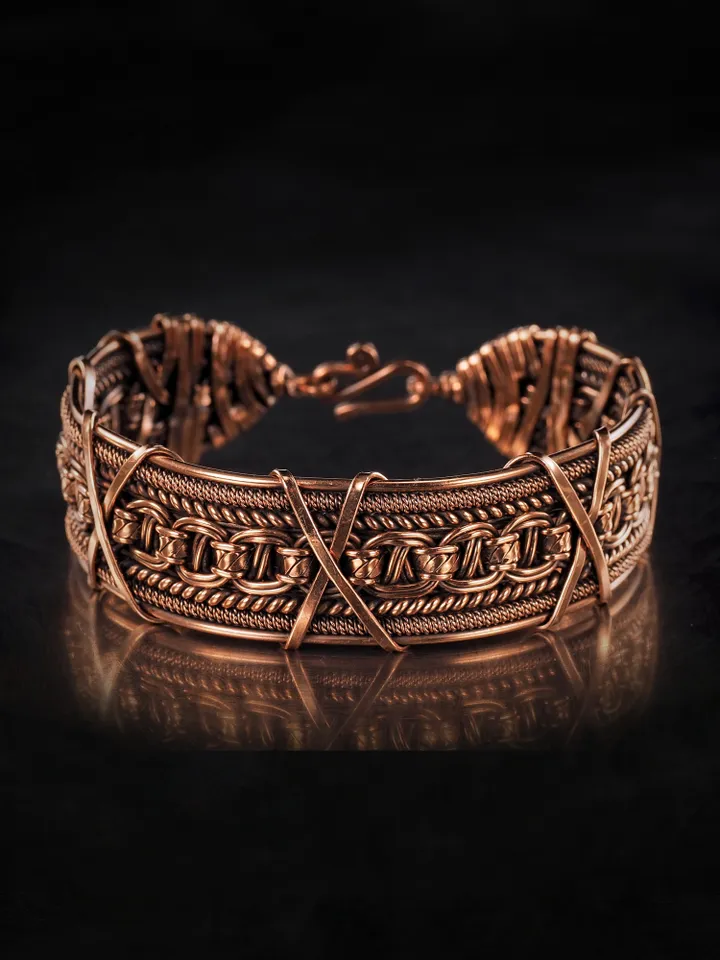 Woven copper wire bracelet Antique style handcrafted copper jewelry Unique gift