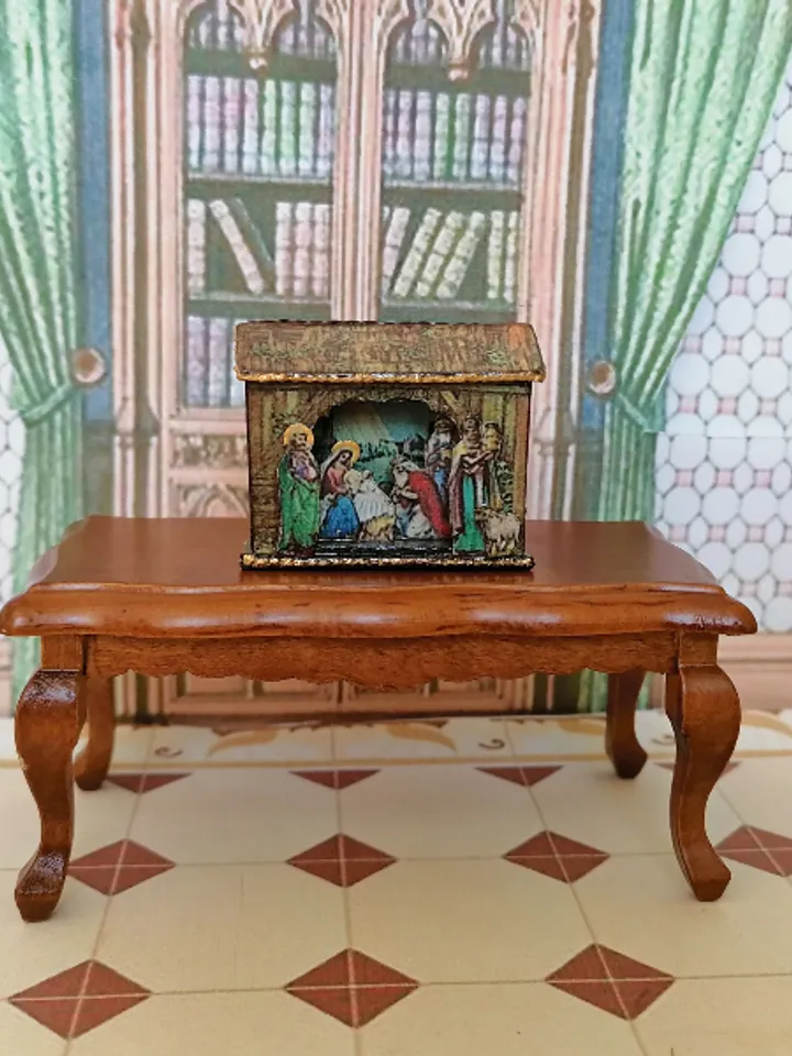 Nativity scene. Christmas miniature. Dollhouse miniature. 1:12.