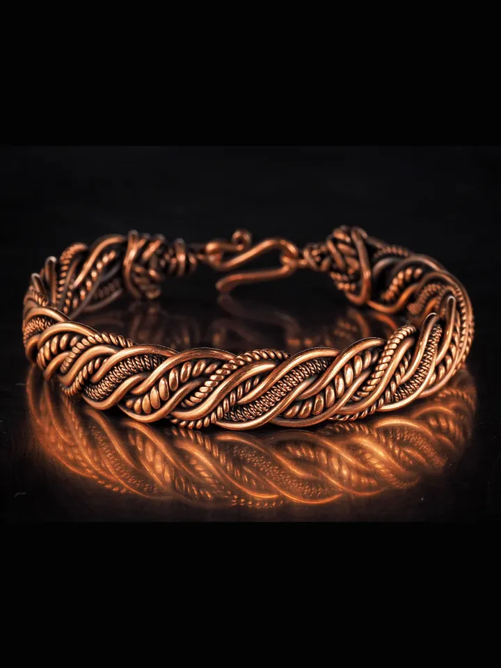 Wire wrapped copper bracelet Antique style copper jewelry WireWrapArt