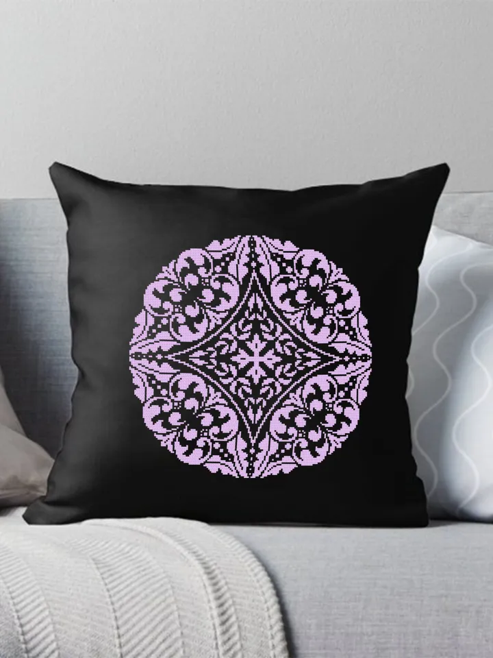 Flower mandala cross stitch pattern PDF download Monochrome cross stitch chart, Simple mandala pattern digital PDF, Mandala ornament #M262