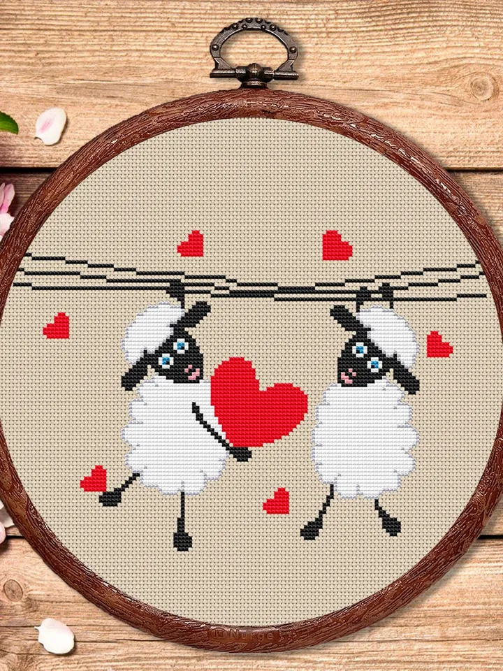 Sheeps in Love Cross Stitch Pattern, Sheep Cross Stitch, Embroidery Love, Sheep xStitch, Sheep Pattern, Love Pattern #vl001