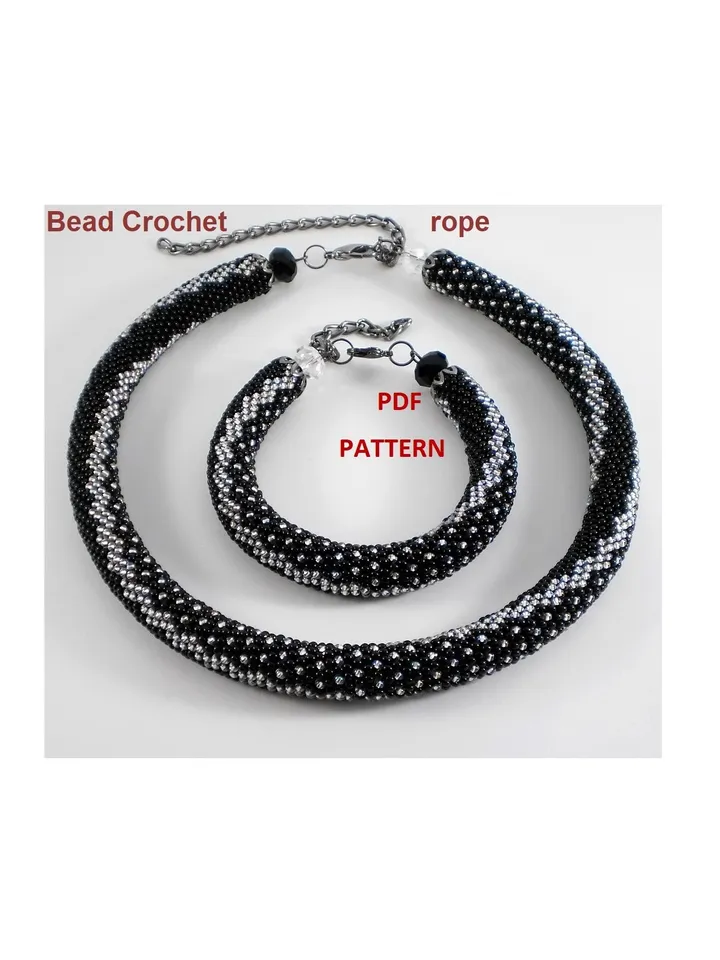 Bead crochet rope pattern for beading necklace and bracelet, DIY, Instant Download, PDF fail