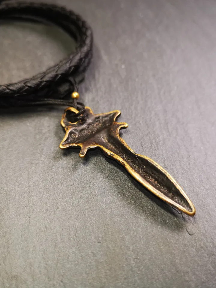 Gandhanra Handmade Tibetan Amulet Necklace,Cross Vajra Phurba,Kila(Dorje Phurba) ,Made of Brass,2.36&quot;