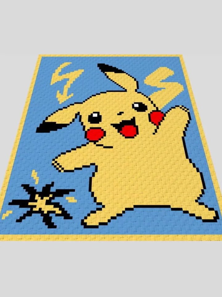 Crochet C2C Pikachu graphgan blanket pattern PDF